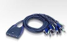 Aten 4port KVM USB mini, audio, 0,9 méteres kábelek