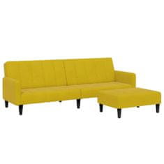 Vidaxl 2 személyes sárga bársony kanapéágy lábtartóval 3258102