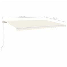 Vidaxl krémszínű kézzel kihúzható LED-es napellenző 500x350 cm 3069022