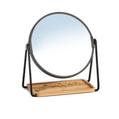 Zeller Kozmetikai asztali tükör, 2x-es nagyítás, bambusz fekete 17,5x20,5cm