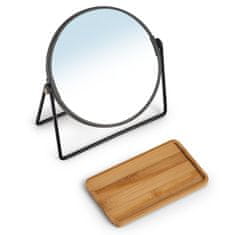Zeller Kozmetikai asztali tükör, 2x-es nagyítás, bambusz fekete 17,5x20,5cm