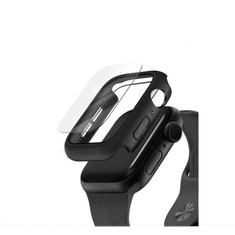 UNIQ Nautic Apple Watch 7/8/9 Tok + kijelzővédő - Fekete (45mm) (UNIQ-45MM-NAUBLK)