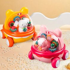 CAB Toys Felhúzható autó gyerekeknek Medvedík - sárga