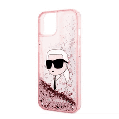 Apple Karl Lagerfeld Glitter Karl Head iPhone 14 Plus hátlap tok, rózsaszín (S72156)