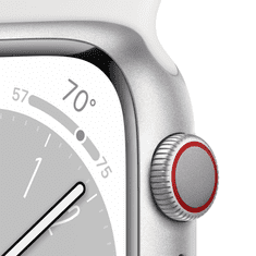 Apple Watch Series 8 LTE (45 mm) Okosóra - Ezüst Alumíniumtok Fehér Sportszíjjal