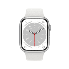 Apple Watch Series 8 LTE (45 mm) Okosóra - Ezüst Alumíniumtok Fehér Sportszíjjal