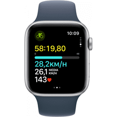 Apple Watch SE Aluminium 44mm Silber (Sportarmband sturmblau) M/L NEW (MREE3QF/A)