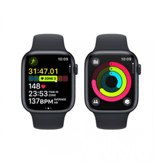 Apple Watch S9 45mm fekete aluminiumtok,fekete sport szíj (APPLE-MR9A3QH-A) (MR9A3QH/A)