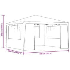 Vidaxl fehér rendezvénysátor oldalfalakkal 4 x 4 m 90 g/m² 48525