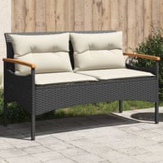 shumee fekete polyrattan kerti pad párnával 116 x 62.5 x 74