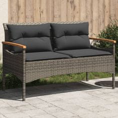 shumee szürke polyrattan kerti pad párnával 116 x 62.5 x 74