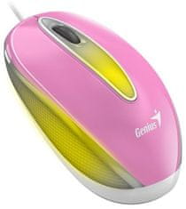 Genius DX-Mini / egér, vezetékes, optikai, 1000DPI, 3 gomb, USB, RGB LED, rózsaszínű