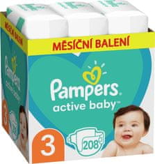 Pampers Active Baby eldobható pelenkák 3 (6-10 kg) 208 db - HÓNAPI KÉSZLET