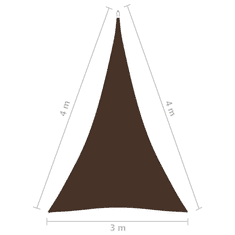 Vidaxl barna háromszögű oxford-szövet napvitorla 3 x 4 x 4 m (135834)