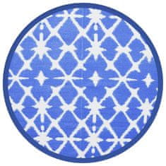 Vidaxl kék és fehér polipropilén kültéri szőnyeg Ø160 cm 368491