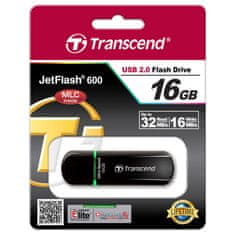 Transcend JetFlash 600 16GB USB 2.0 Fekete Pendrive TS16GJF600