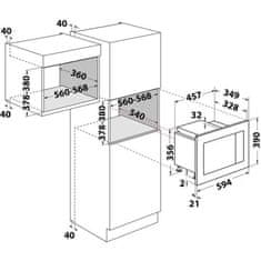 DIMARSON DM-D70H20ESP-XT Beépíthető Mikrohullámú sütő 1200W 21L Inox