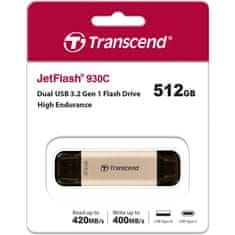 Transcend JetFlash 930C 512GB USB 3.2 Gen 1 Arany Pendrive TS512GJF930C