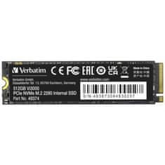 Verbatim 49374 Vi3000 512GB PCIe NVMe M.2 2280 SSD meghajtó