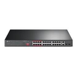 TP-LINK switch 26 portos 10/100Mbps PoE+, 24x 10/100Mbps PoE+ port, 2x GbE RJ45 port, 2 Combo SFP slot, 802.3at/af