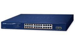 Planet GS-2210-24P2S WEBsmart L2 switch, 24x1Gb, 2x1Gb SFP, 24x PoE 802.3at 260W, QoS