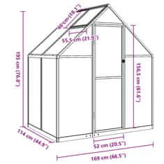 Vidaxl zöld alumínium melegház alapvázzal 169 x 114 x 195 cm 4005823