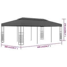 Vidaxl antracitszürke pavilon 3 x 6 m 47959