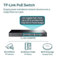 TP-LINK TL-SG1428PE Easy Smart Switch 24x GLAN PoE+ 2x GLAN 2x SFP 250W