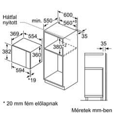 BOSCH BFL553MS0 Serie 4 Beépíthető Mikrohullámú sütő 1450W 25L Fekete