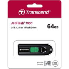 Transcend JetFlash 790C 64GB USB 3.2 Gen 1 Fekete Pendrive TS64GJF790C