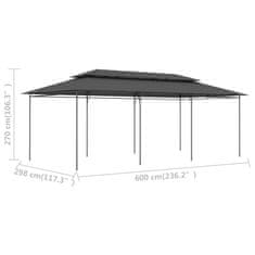 Vidaxl antracitszürke pavilon 600 x 298 x 270 cm 47965