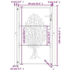 Vidaxl antracitszürke acél famintás kertkapu 105 x 130 cm 153156