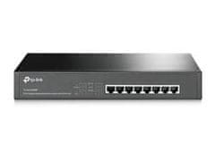 TP-LINK TL-SG100MP 8 portos Gigabit PoE+ switch, 8 Gigabit RJ45 port, 802.3at/af, 126W PoE teljesítmény, 1U 13 hüvelykes rackbe szerelhető.