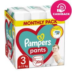 Pampers Pants Eldobható pelenkázó bugyi 3 (6-11 kg) 204 db - HÓNAPI KÉSZLET