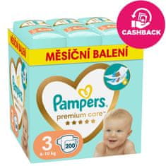 Pampers Premium Care eldobható pelenkák 3. méret (200 db) 6-10 kg - havi csomagban