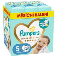 Pampers Premium Care eldobható pelenkák 5. méret (148 db) 11-16 kg - havi kiszerelésben