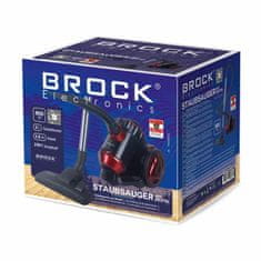 BROCK BVC 8055 RD, 800W, 2L, Cyclone, Fém teleszkópos, Fekete-Piros, Porzsák nélküli porszívó