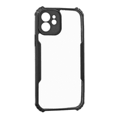 TokShop Apple iPhone 12 Pro, Szilikon tok, közepesen ütésálló, légpárnás sarok, akril hátlap, Anti-Drop Case, átlátszó/fekete