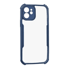 TokShop Apple iPhone 12 Pro, Szilikon tok, közepesen ütésálló, légpárnás sarok, akril hátlap, Anti-Drop Case, átlátszó/sötétkék