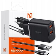 Mcdodo Mcdodo Univerzális Töltő 2Xusb 12W + Usb Usb-C Nagysebességű Kábel 1M