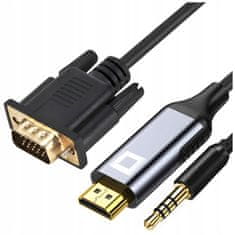 CO2 Co2 Kábel Vga - Hdmi Adapter Átalakító Adapter Audio Full Hd 60Hz 3M