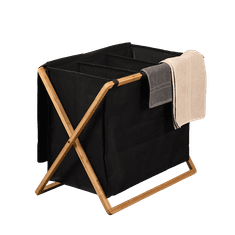 Kesper Válogató kosár koszos ruháknak, fekete, bambusz, poliészter 69 x 57 x 41cm