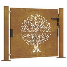 Vidaxl rozsdaszínű famintás corten acél kerti kapu 105 x 105 cm 153161