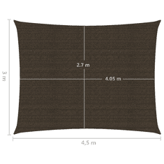 Vidaxl barna HDPE napvitorla 160 g/m² 3 x 4,5 m (311788)