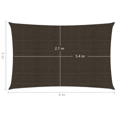 Vidaxl barna HDPE napvitorla 160 g/m² 3 x 6 m (311790)