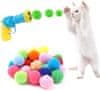 Interaktív játék macskáknak, 20 színes pomponlabda, 1 kilövő - CATAPULTI