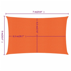 Vidaxl narancssárga négyszögletű HDPE napvitorla 160 g/m² 5x7 m