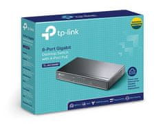 TP-LINK kapcsoló 8 portos GbE RJ45 portok, beleértve 4x PoE portot; asztali számítógép