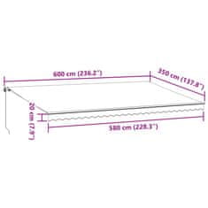 Vidaxl antracitszürke és fehér kézzel kihúzható napellenző 600x350 cm 3215820