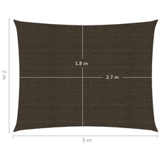 Vidaxl barna HDPE napvitorla 160 g/m² 2 x 3 m (311777)